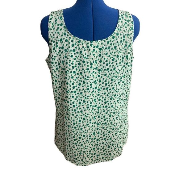 ANN TAYLOR Women’s Leafy Green and White Top Size Large - Picture 3 of 7
